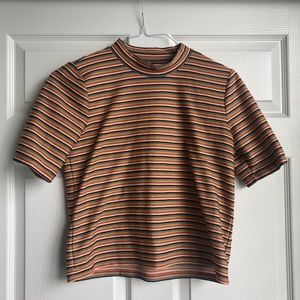 Madewell Texture and Thread Striped Multicolored Cropped Top Size Medium